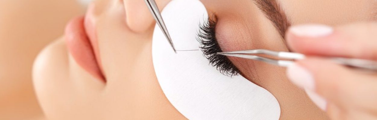 Woman Eye with Long Eyelashes. Eyelash Extension
